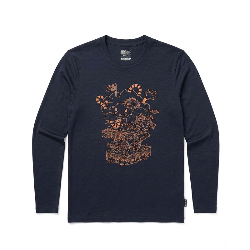 17.5μm Men‘s Long-sleeved Tencel Merino Wool Pattern T-shirt (150g)