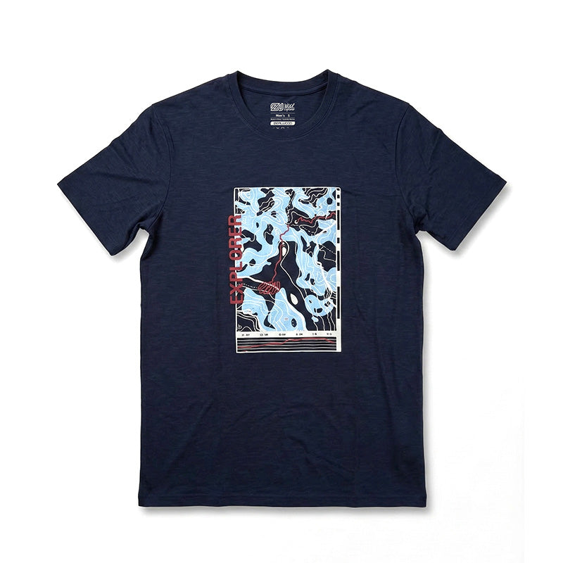 17.5μm Men‘s Short-sleeved Tencel Merino Wool Pattern T-shirt (150g)
