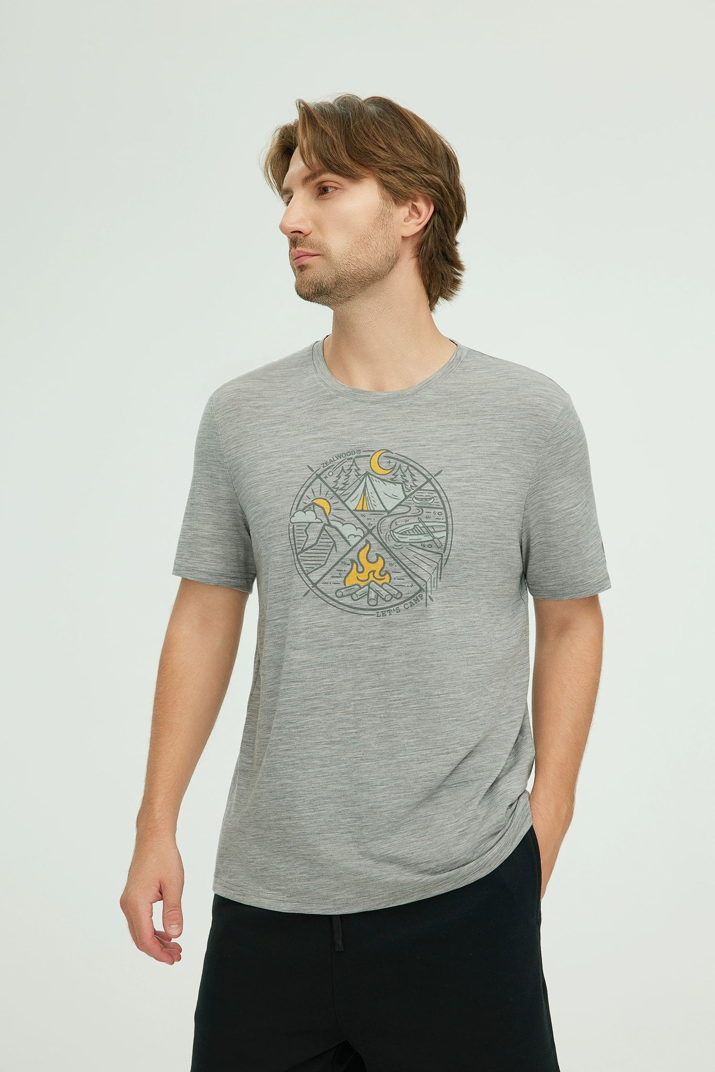 17.5μm Men‘s Wool Short Sleeve T-shirt (Camping) ( 150g )