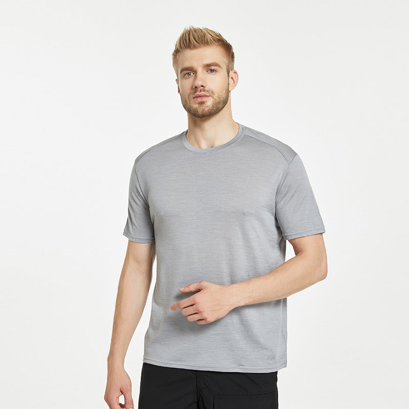 17.5μm Men's Wool Tencel Short Sleeve T-shirt Designer Series (150g)