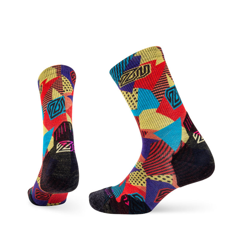 Trail Run Pattern Merino Wool Socks