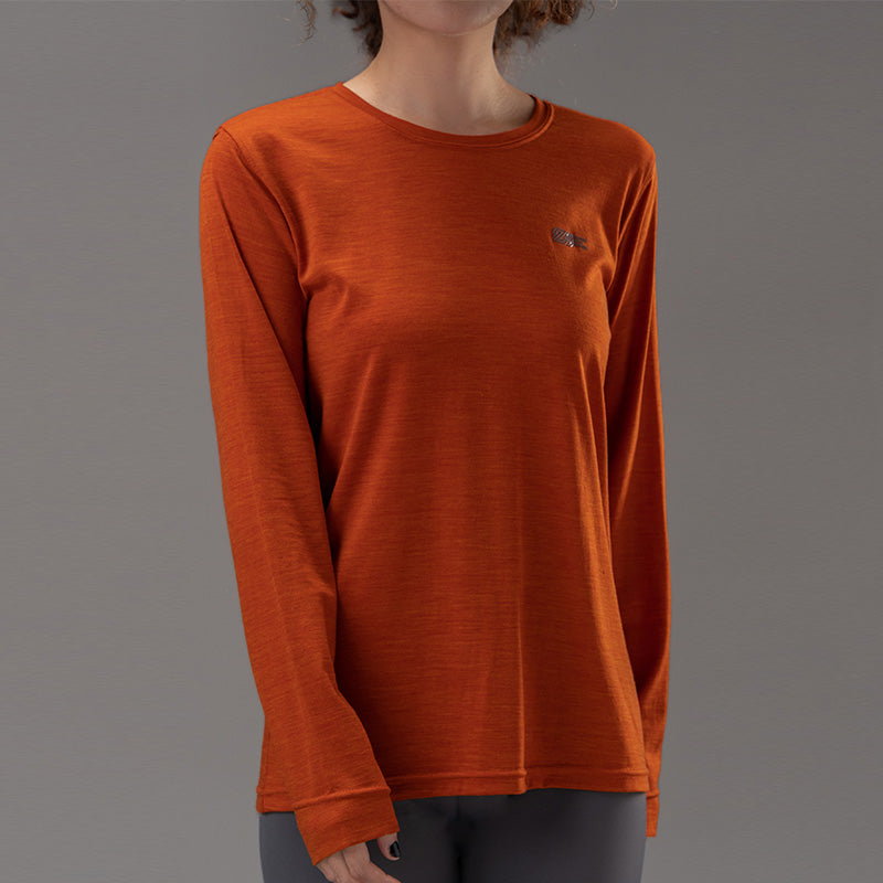 17.5 Micron Women Long Sleeved Merino Wool T-shirt 150g