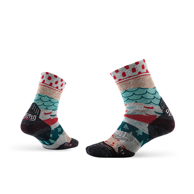 Trail Run Pattern Merino Wool Socks