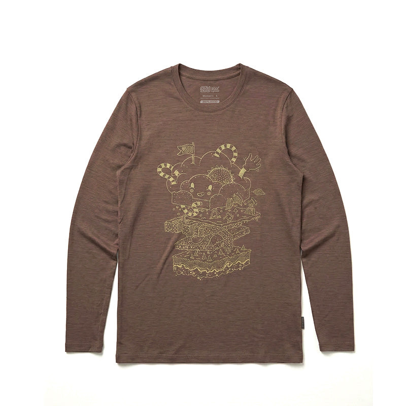 17.5μm Women‘s Long-sleeved Tencel Merino Wool Pattern T-shirt (150g)