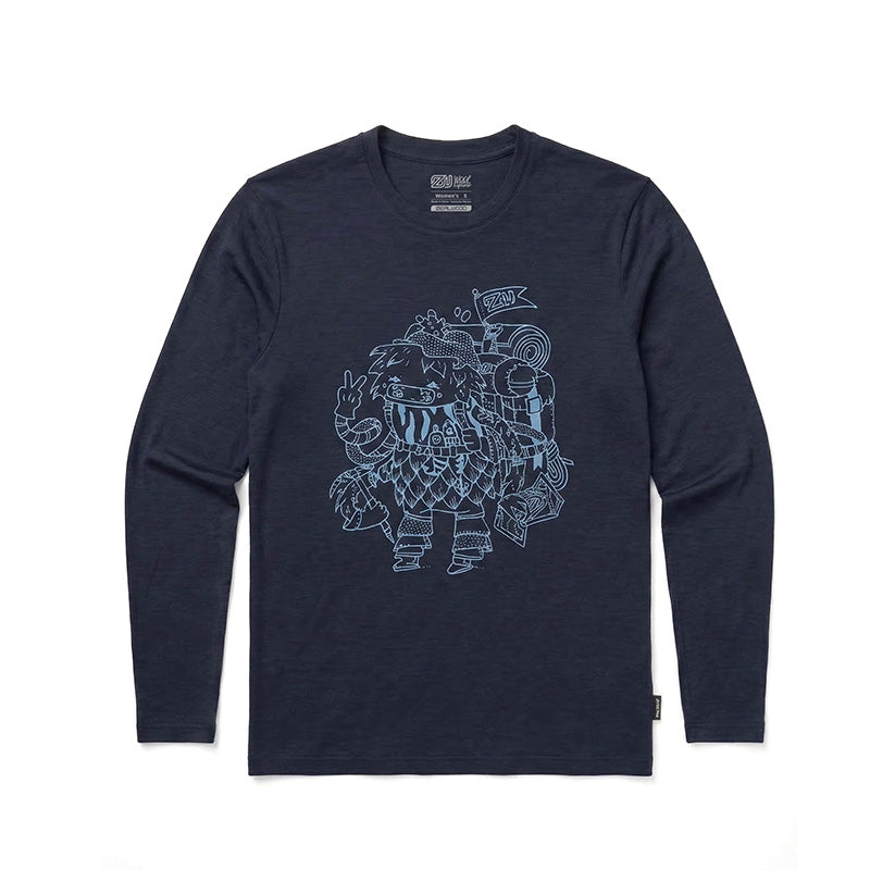 17.5μm Women‘s Long-sleeved Tencel Merino Wool Pattern T-shirt (150g)
