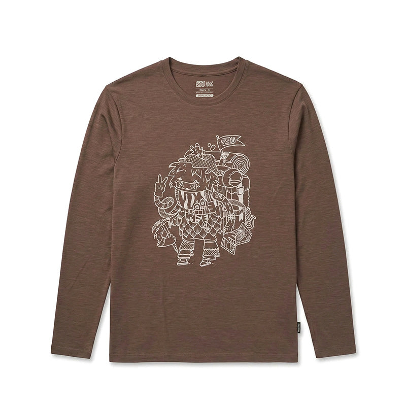 17.5μm Men‘s Long-sleeved Tencel Merino Wool Pattern T-shirt (150g)