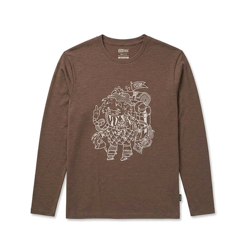 17.5 Micron Men‘s Long Sleeved Tencel Merino Wool Pattern T-shirt 150g
