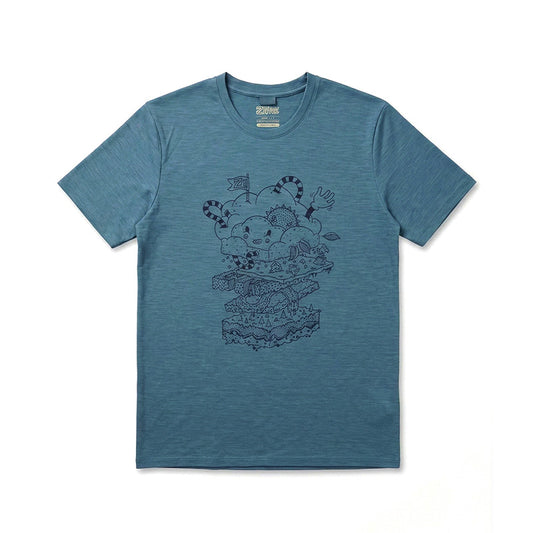 17.5μm Men‘s Short-sleeved Tencel Merino Wool Pattern T-shirt (150g)