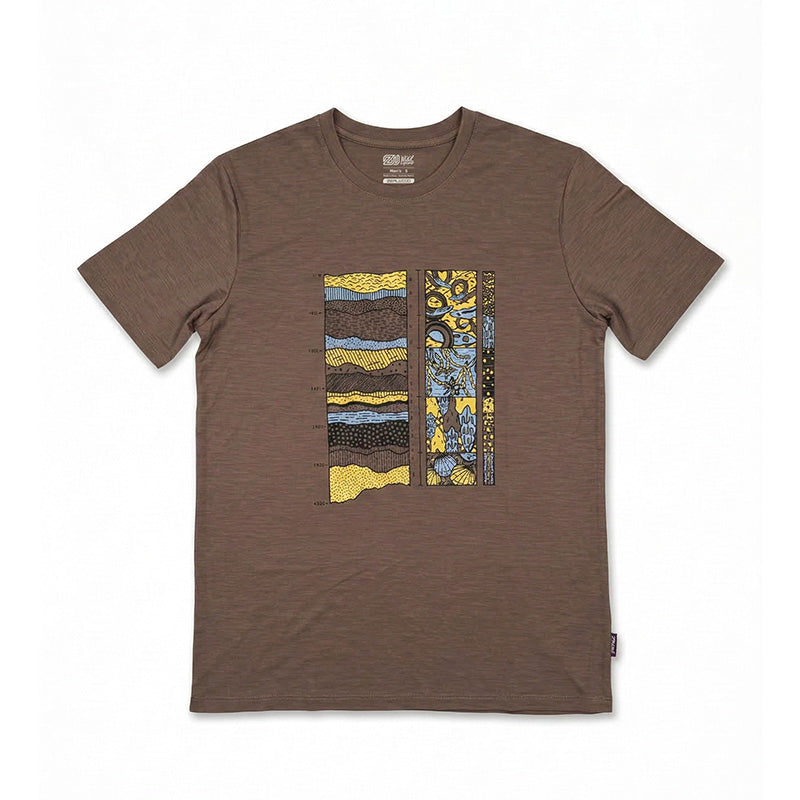 17.5μm Men‘s Short-sleeved Tencel Merino Wool Pattern T-shirt (150g)