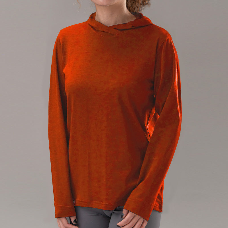 17.5μm Women‘s long-sleeved Merino Wool Hoodie Shirt (150g)