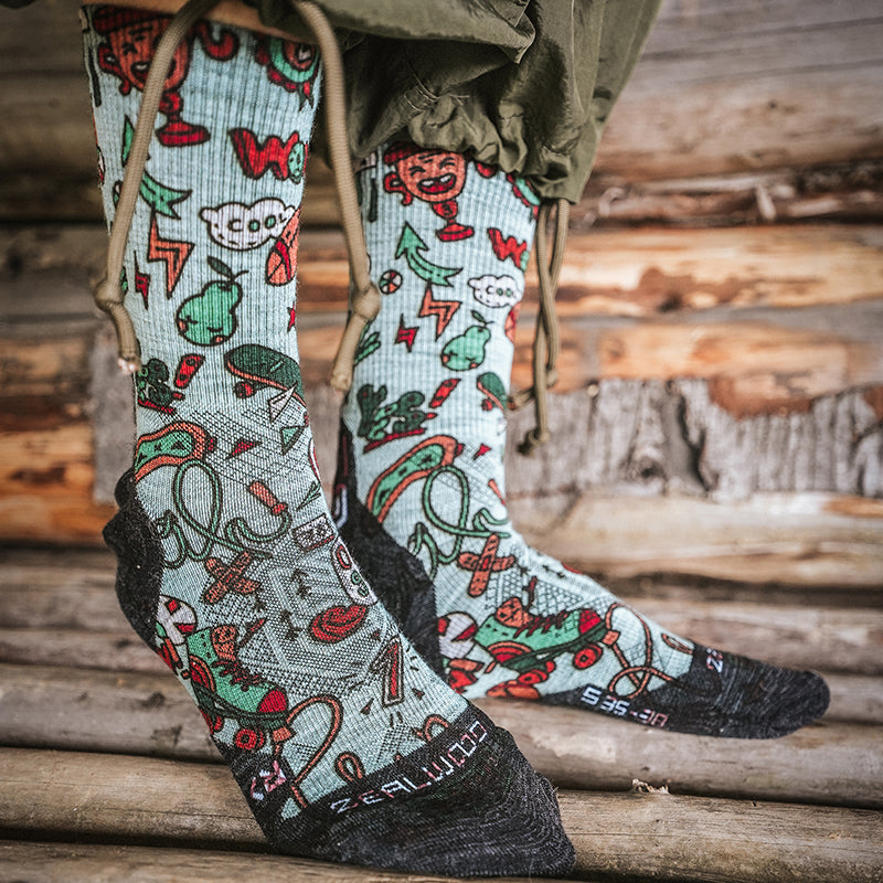 Trail Run Pattern Merino Wool Socks