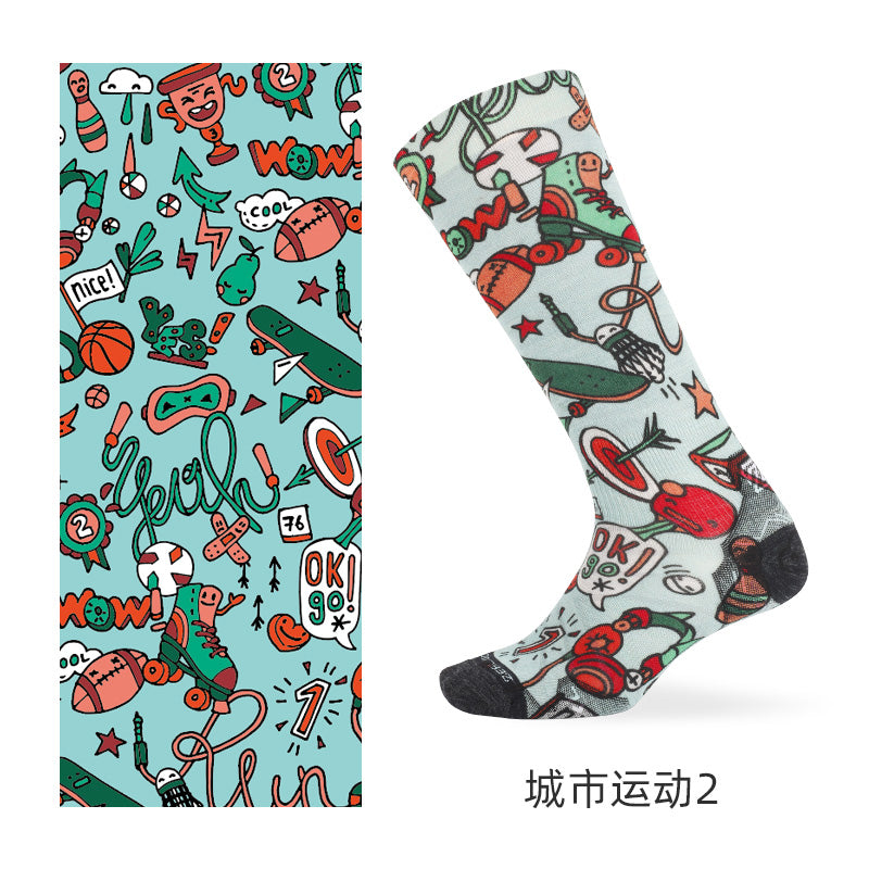 SKI PATTERN I Merino Wool Crew Socks