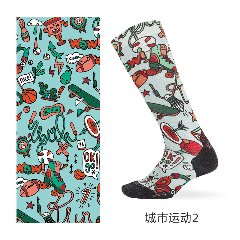 SKI PATTERN II Merino Wool Crew Socks