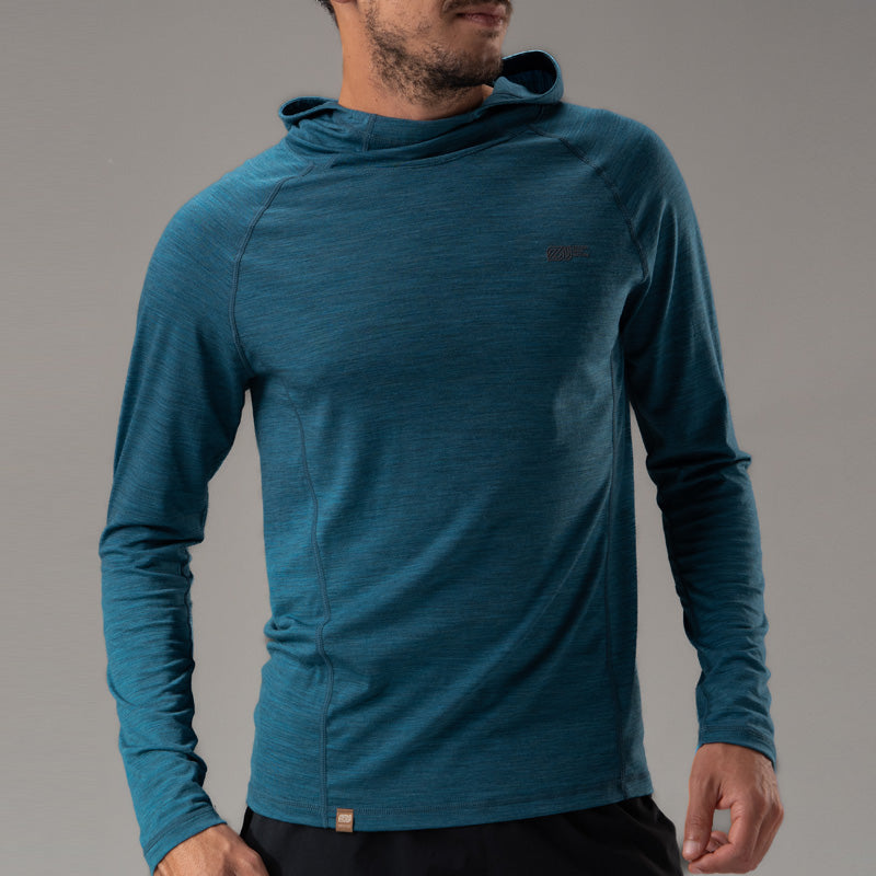 17.5μm Men‘s long-sleeved Merino Wool Hoodie Shirt (150g)
