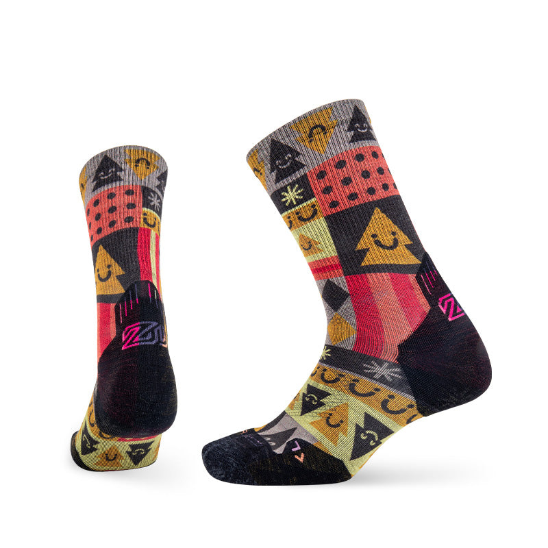 Trail Run Pattern Merino Wool Socks