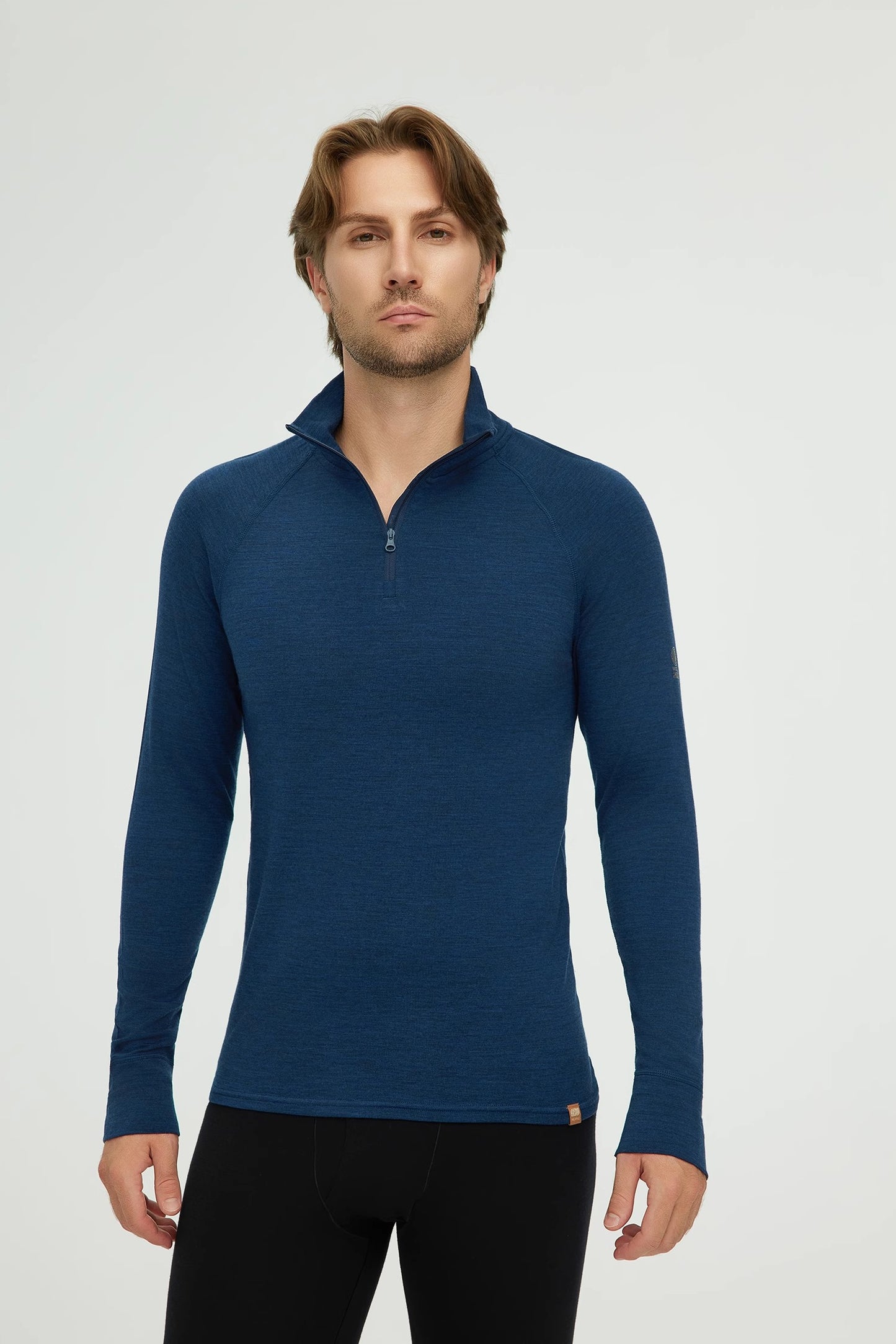 17.5μm ZEALWOOD Wen‘s Long-sleeved Zipper Merino Wool T-shirt (200g)