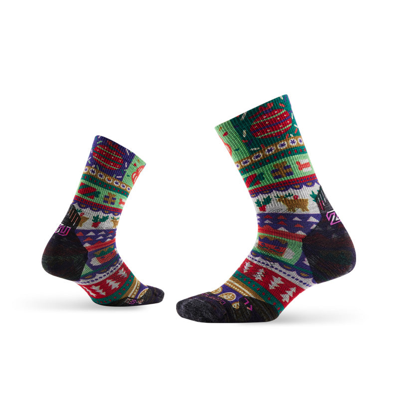 Trail Run Pattern Merino Wool Socks