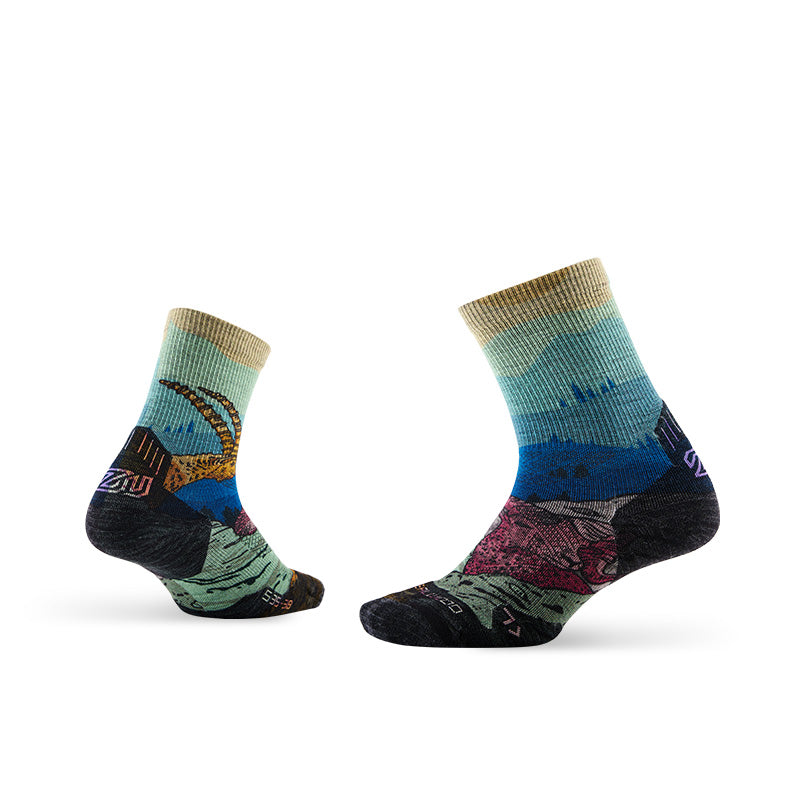 Trail Run Pattern Merino Wool Socks
