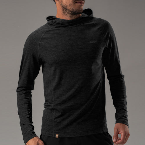 17.5 Micron Men‘s Long Sleeved Merino Wool Hoodie Shirt 150g