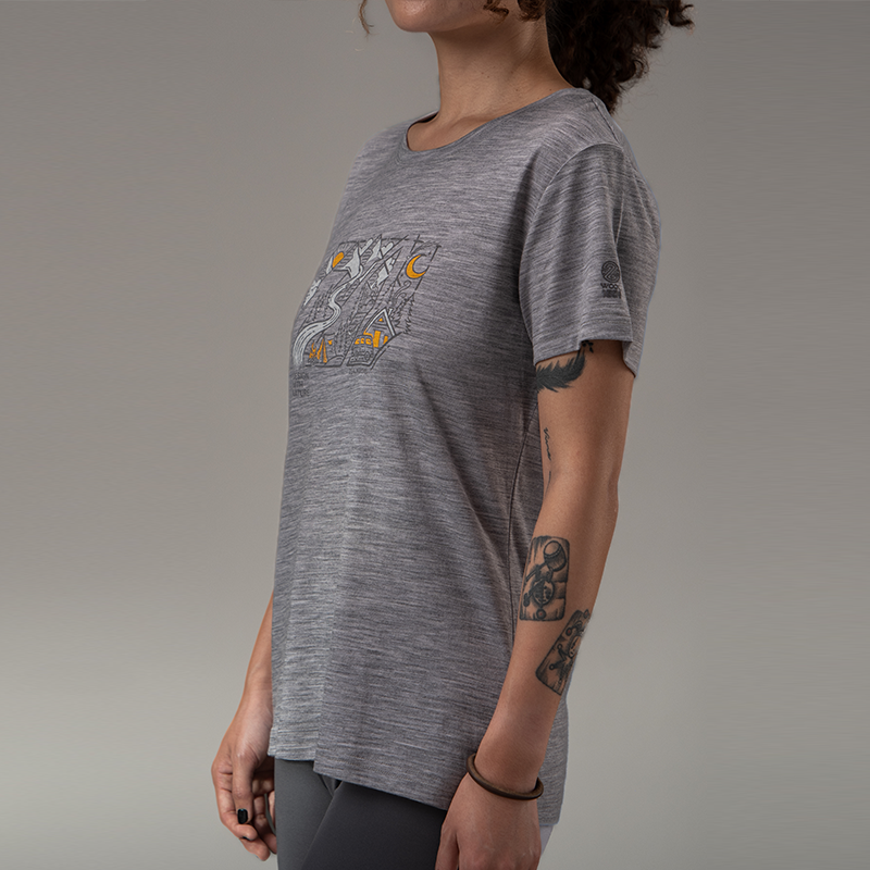 17.5μm Women‘s Wool Short Sleeve T-shirt (Sailing Navigation) (150g)