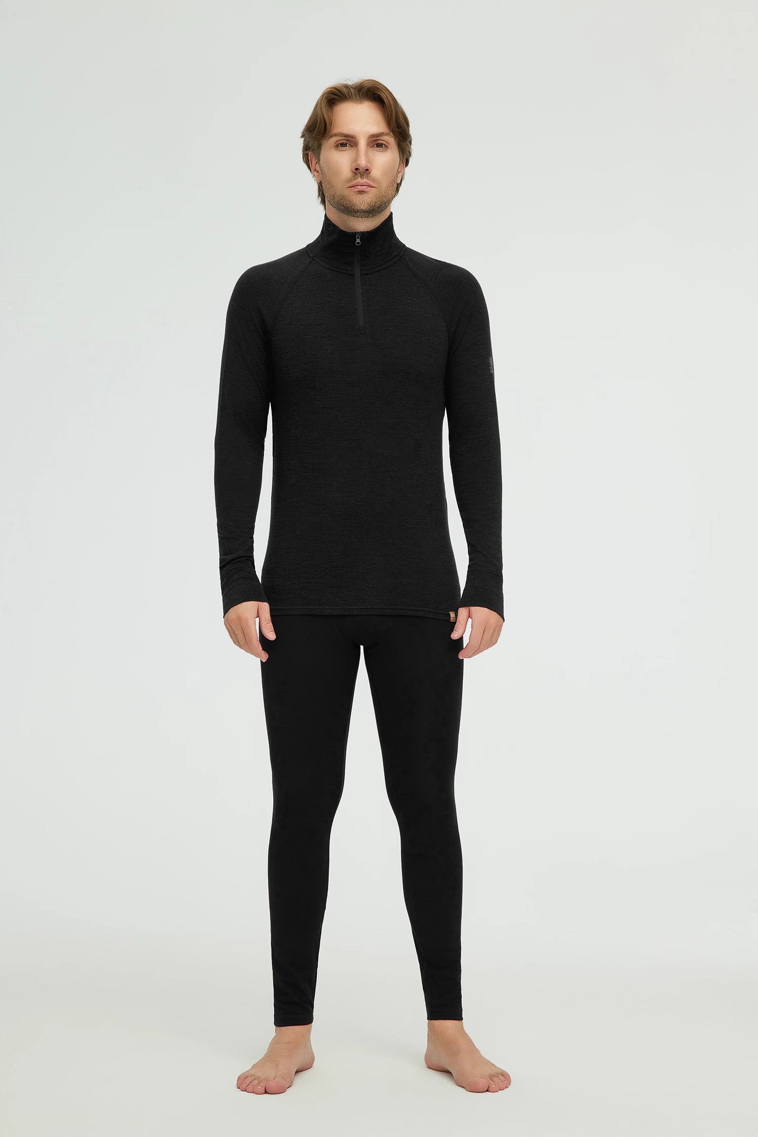 17.5μm ZEALWOOD Wen‘s Long-sleeved Zipper Merino Wool T-shirt (200g)
