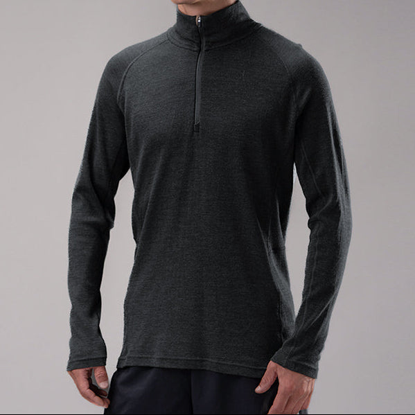 16.5μm Men‘s Long-sleeved Merino Wool Stand-up Collar T-shirt (250g)