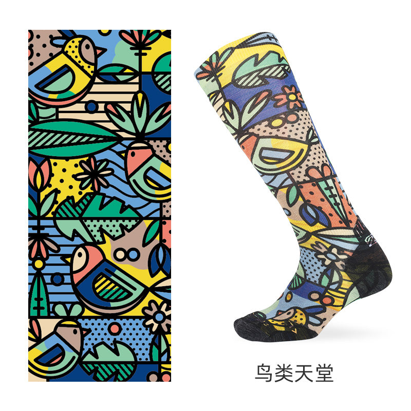 SKI PATTERN II Merino Wool Crew Socks