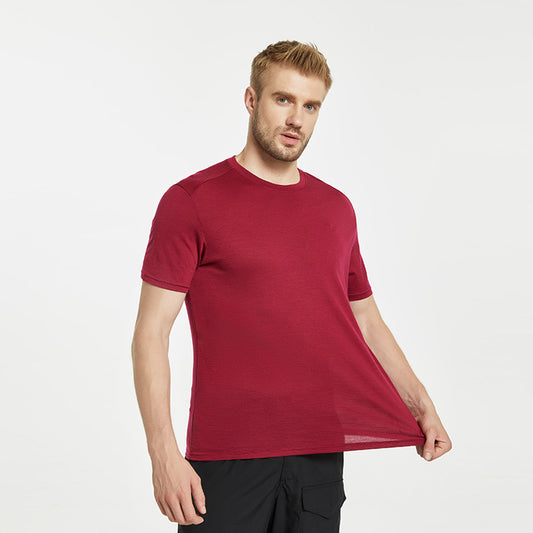 17.5μm Men's Wool Tencel Short Sleeve T-shirt Designer Series (150g)