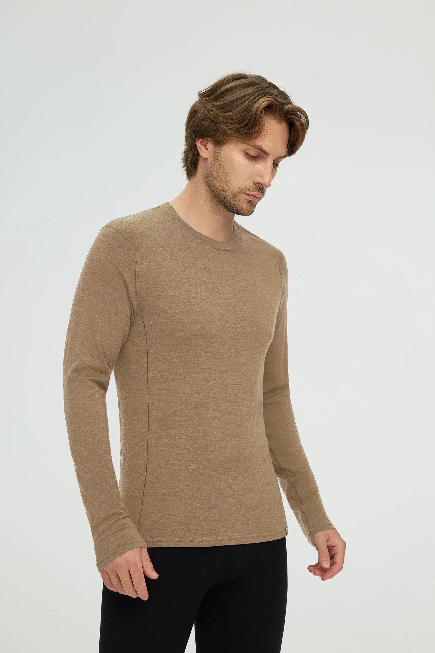 17.5μm ZEALWOOD Wen‘s Long-sleeved Round Neck Merino Wool T-shirt (200g)