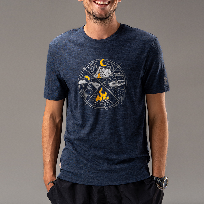 17.5μm Men‘s Wool Short Sleeve T-shirt (Camping) ( 150g )