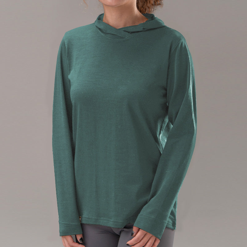 17.5μm Women‘s long-sleeved Merino Wool Hoodie Shirt (150g)