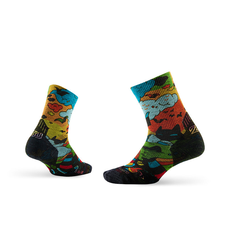 Trail Run Pattern Merino Wool Socks