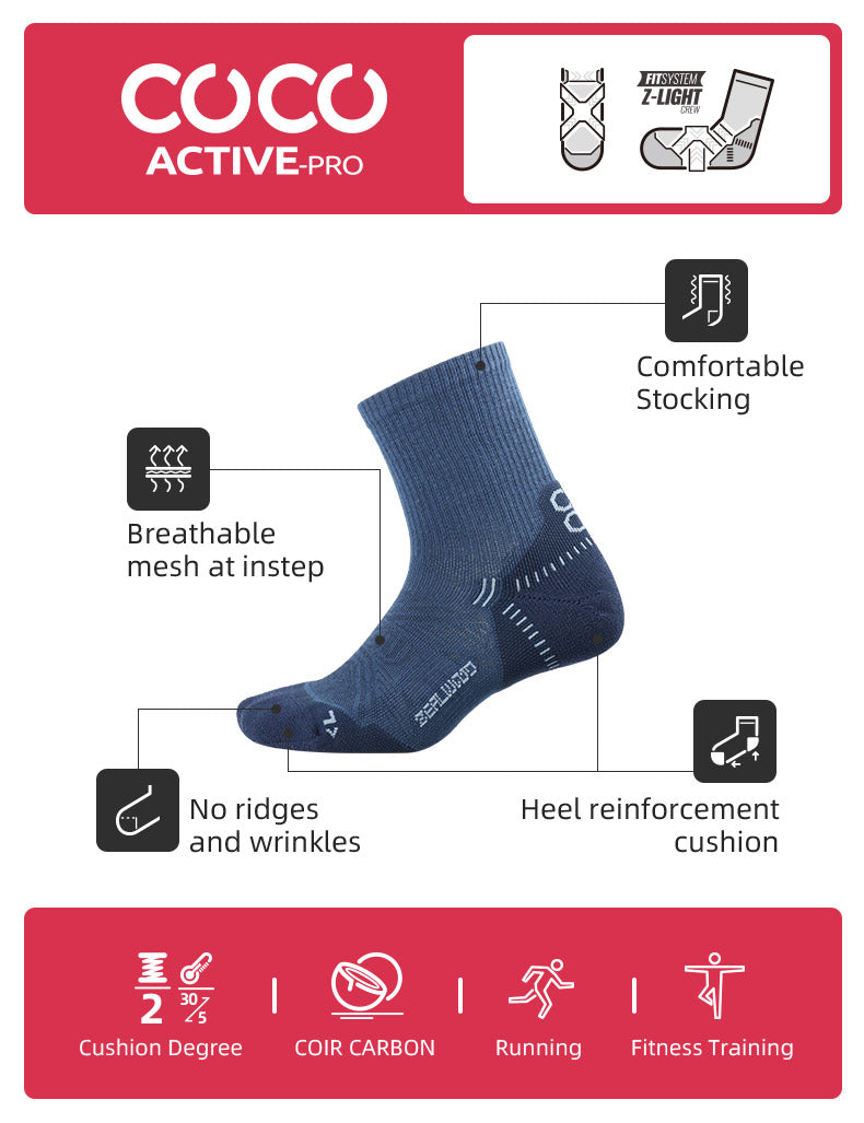 Active-Pro Carbon Cotton Crew Socks
