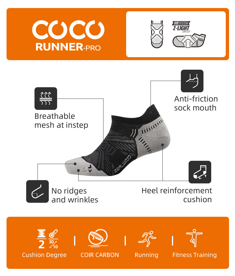 Runner-Pro Carbon Cotton No Show Socks